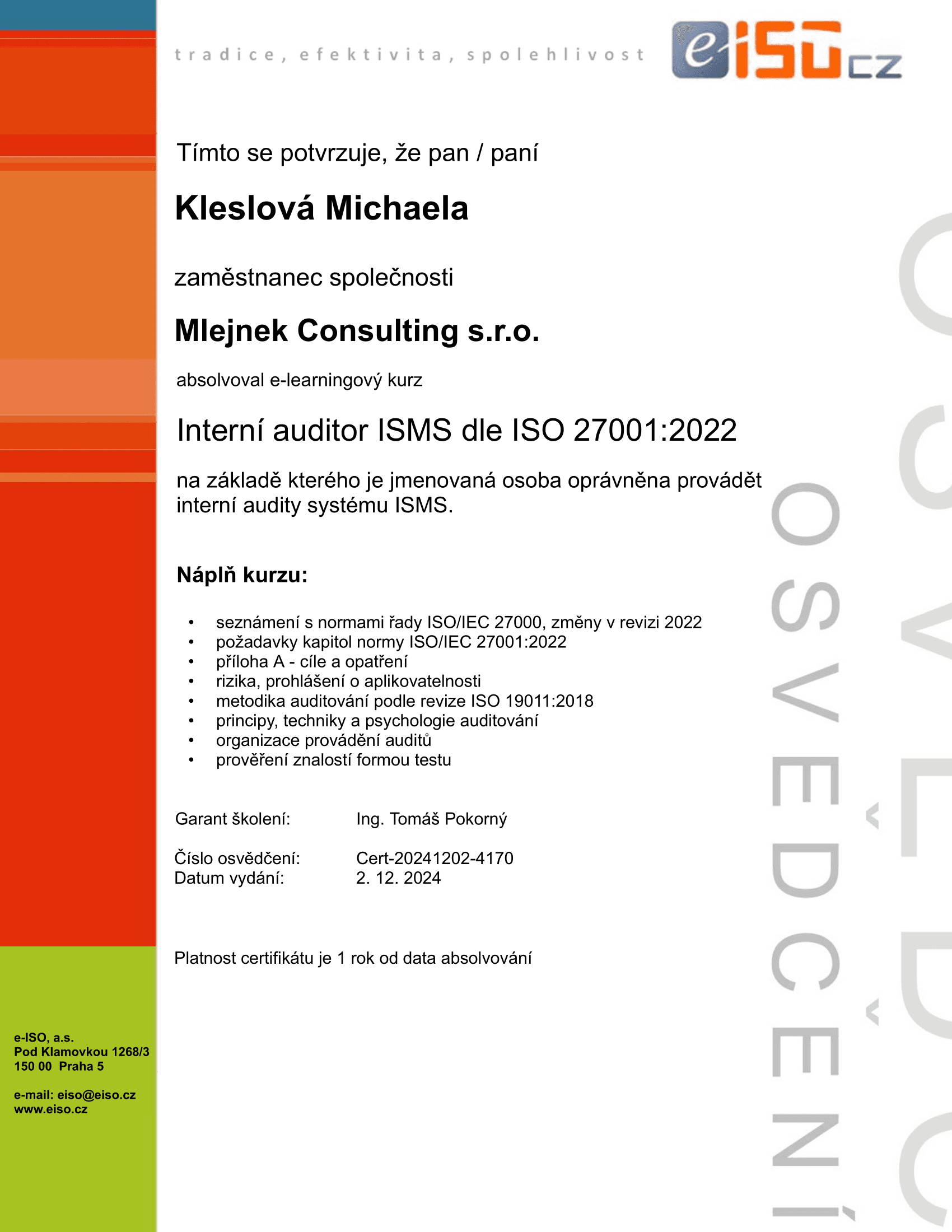 Interní auditor ISMS